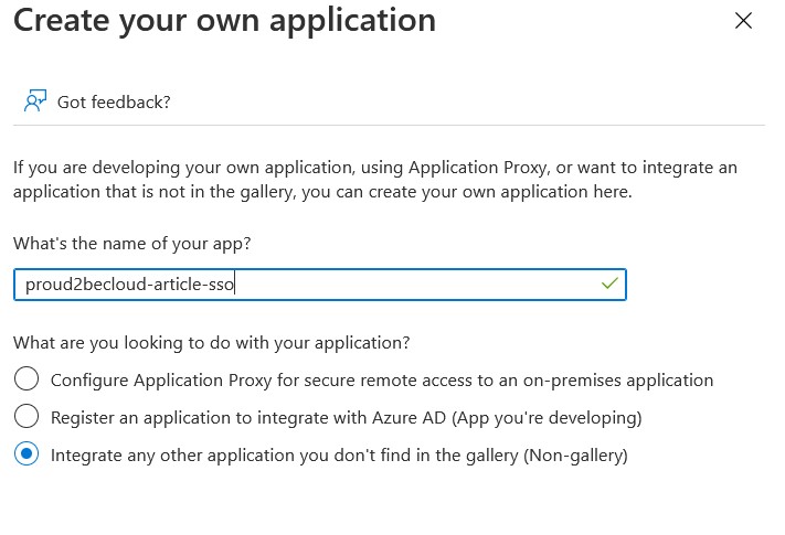 create application Azure AD